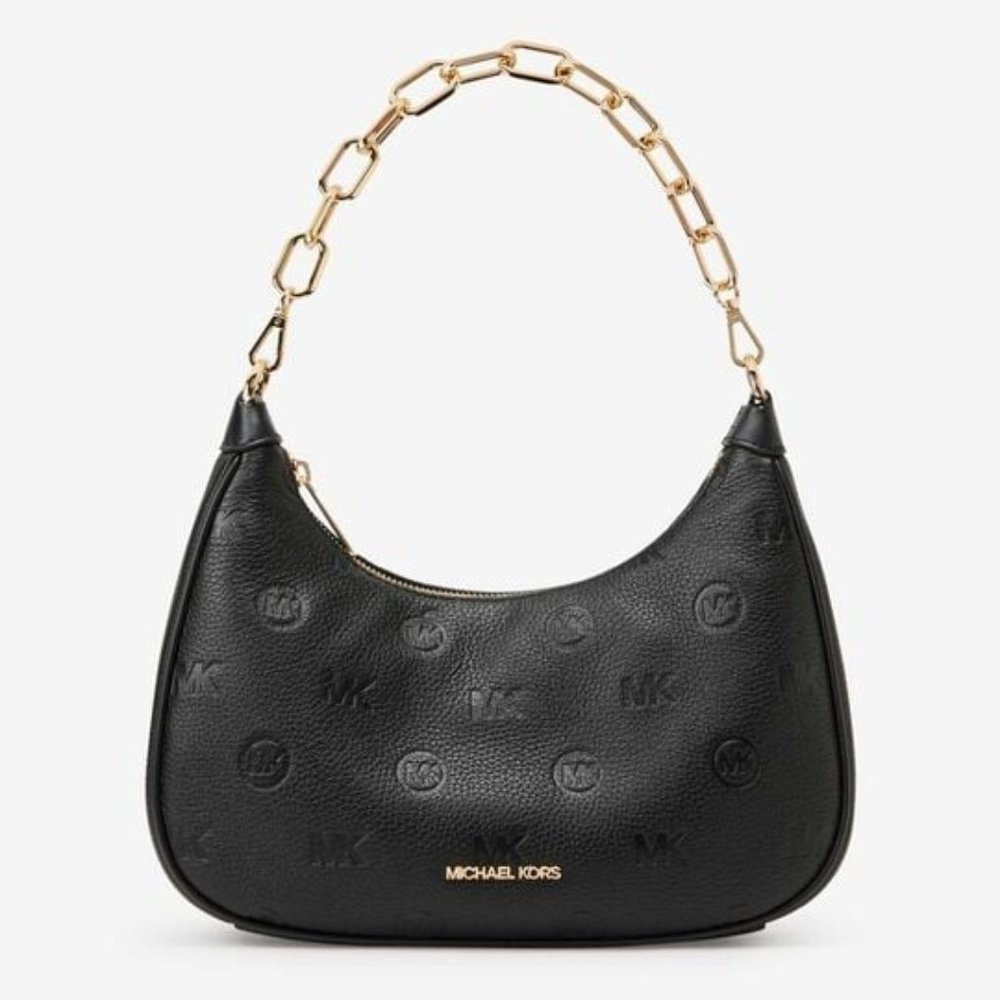 Michael Kors Cora Large embossed monogram Leather Chain-Link Crossbody Bag